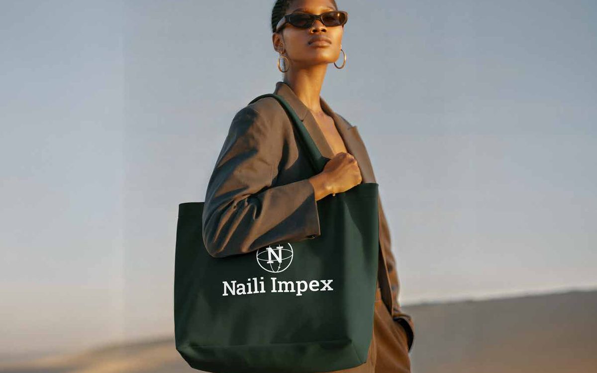 Naili Impex brand identity — editorial tote photography by Ellipsis